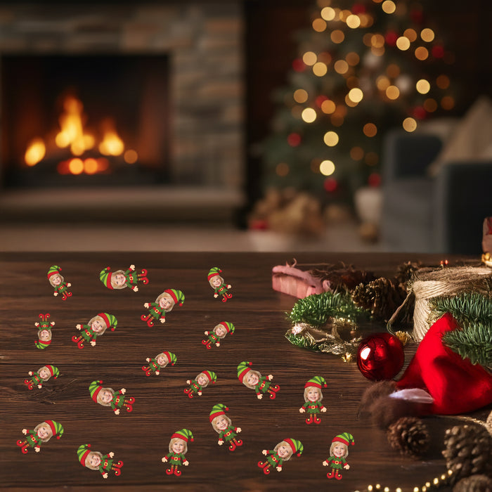 Personalized Elf Confetti – Custom Christmas Table Décor with Your Photo