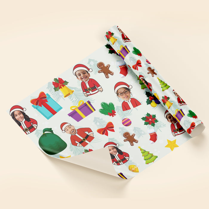 Personalized Santa Face Christmas Wrapping Paper