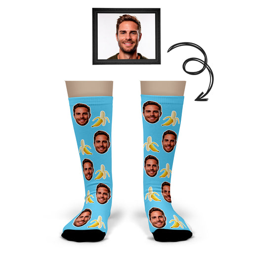 Bleu Reign Custom Banana Face Socks – Personalized Funny Photo Gag Gift