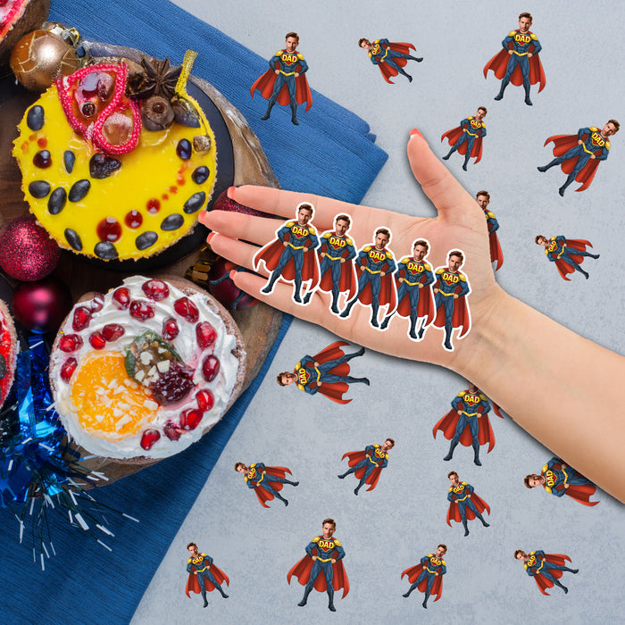 Personalized Cape Super Dad Confetti – Custom Father's Day Table Décor with Your Photo