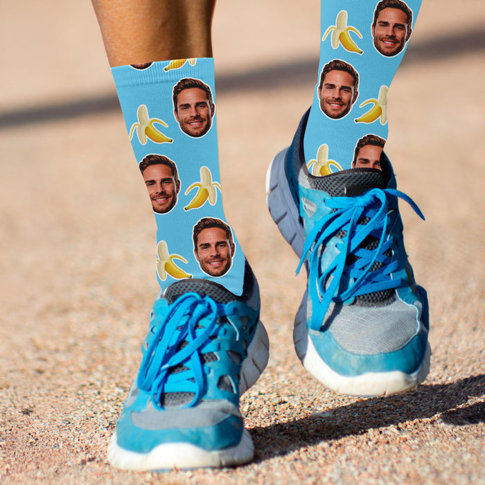 Bleu Reign Custom Banana Face Socks – Personalized Funny Photo Gag Gift