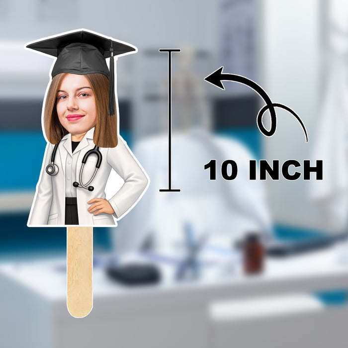 Personalized Doctor Emoji Face Stick – Medical Graduation Photo Cutout