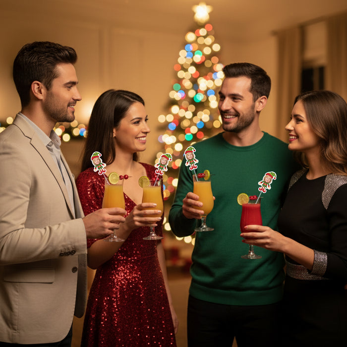 Personalized Elf Straws – Custom Christmas Drink Accessories with Your Photo