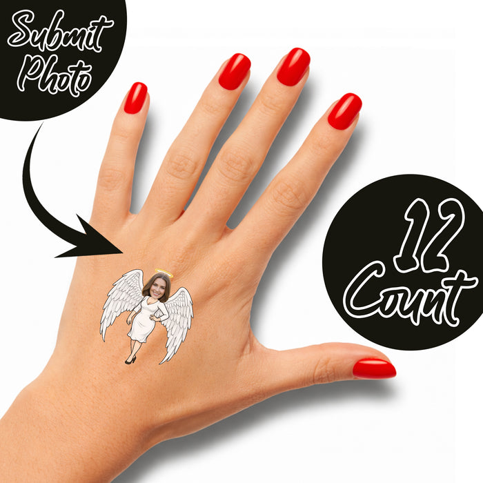 Personalized Angel Mom Temporary Tattoos – Custom Mother's Day Birthday Party Decor