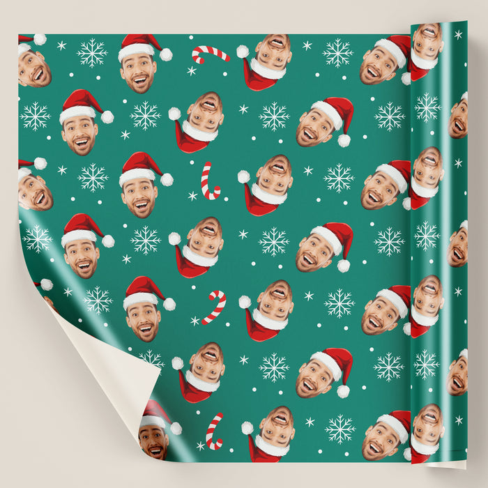 Personalized Santa Hat Face Christmas Wrapping Paper