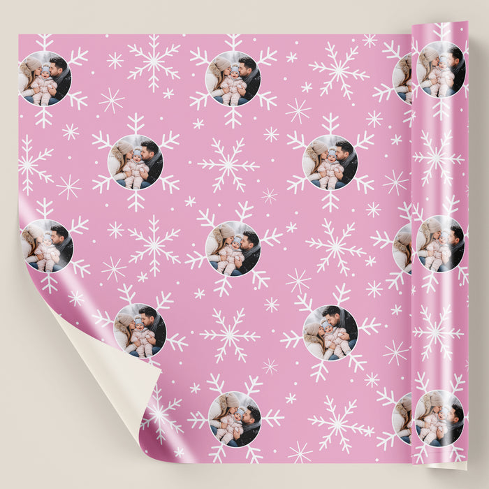 Personalized Snowflake Ornament Face Christmas Wrapping Paper