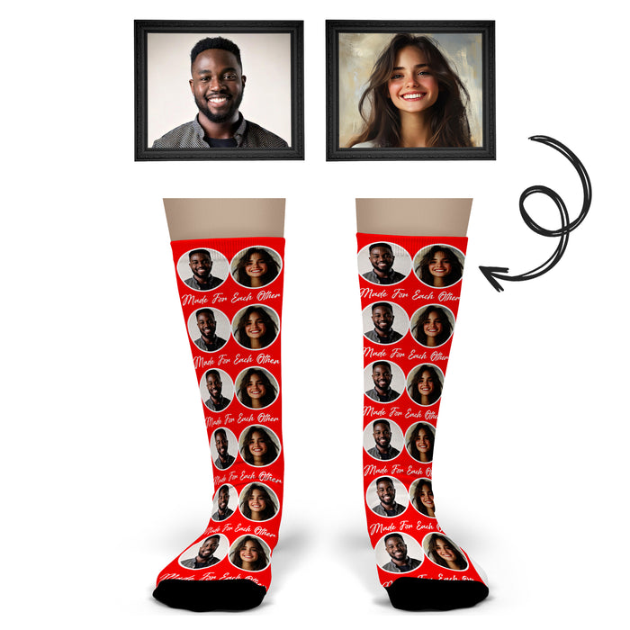 Bleu Reign Custom Made for Each Other Socks – Personalized Couple Photo Gift
