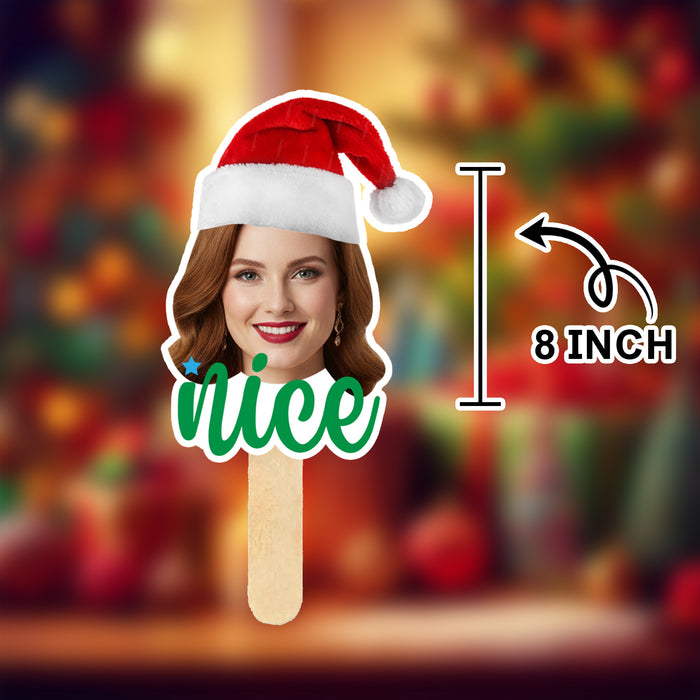 Personalized Naughty or Nice Face Sticks – Custom Christmas Party Props with Your Photo