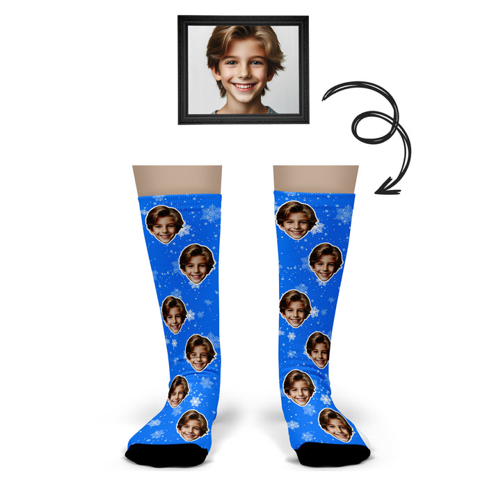 Bleu Reign Custom Snowflake Socks – Personalized Face Photo Christmas Gift