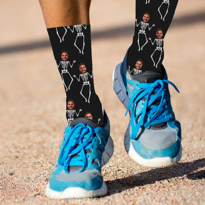 Bleu Reign Custom Skeleton Socks – Personalized Face Photo Halloween Gift