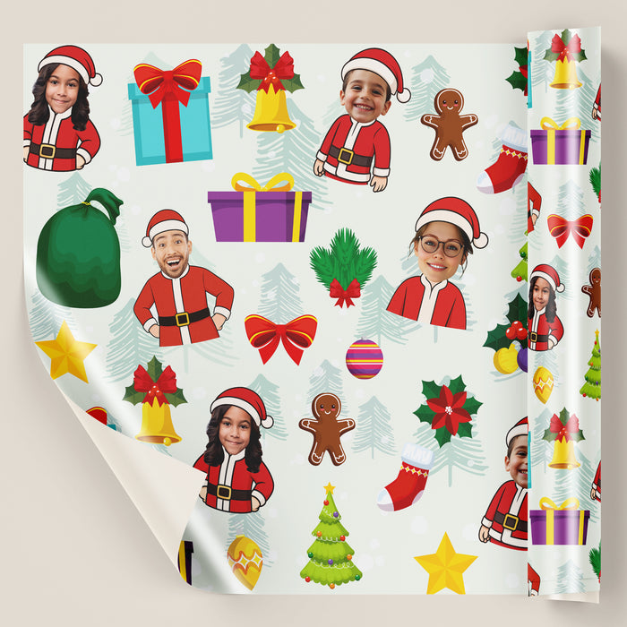 Personalized Santa Face Christmas Wrapping Paper