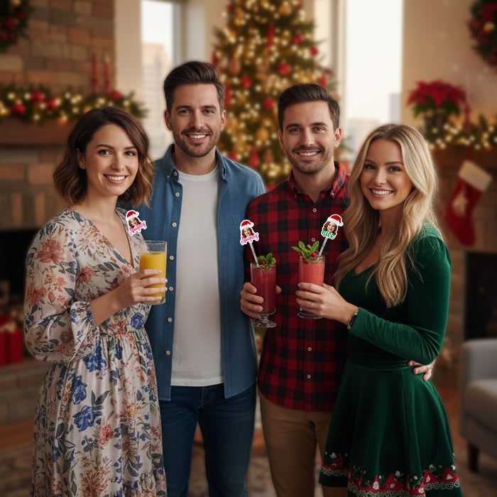 Personalized Naughty or Nice Swizzle Sticks – Custom Christmas Drink Stirrers with Your Photo