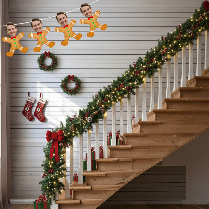 Personalized Gingerbread Bunting Banner – Custom Christmas Garland with Your Photo