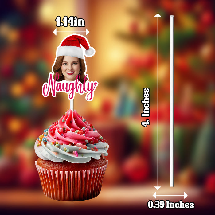 Personalized Naughty or Nice Cupcake Toppers – Custom Christmas Party Decorations with Your Photo
