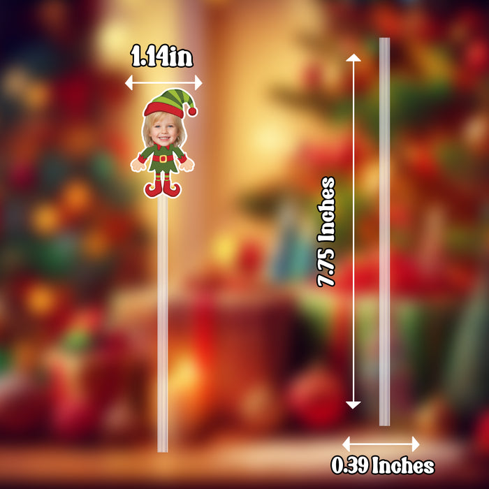 Personalized Elf Straws – Custom Christmas Drink Accessories with Your Photo