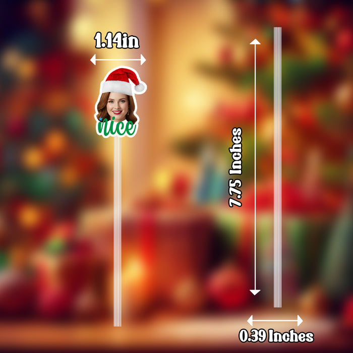 Personalized Naughty or Nice Drinking Straws – Custom Christmas Party Straws with Your Photo