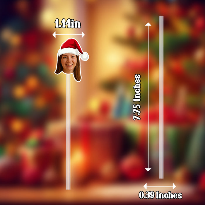 Personalized Santa Hat Straws – Custom Christmas Drink Decorations with Your Photo