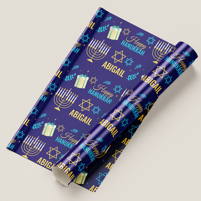 Personalized Happy Hanukkah Holiday Wrapping Paper