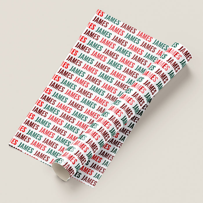 Personalized Holly Jolly Name Christmas Wrapping Paper