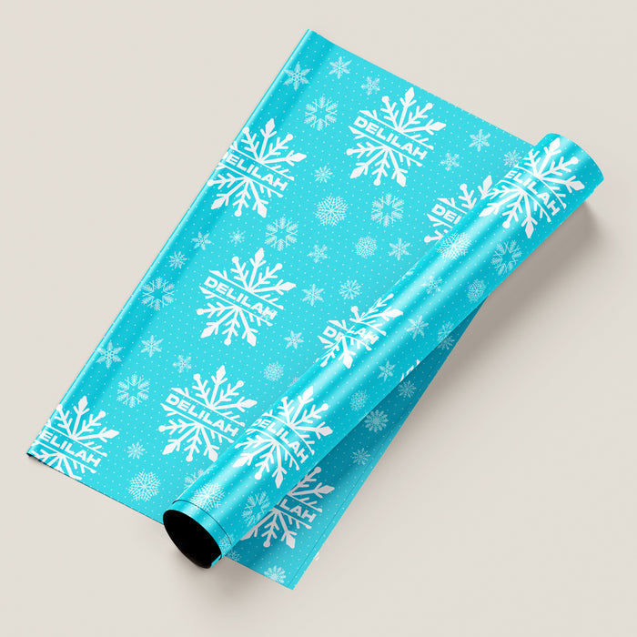 Personalized Frosted Snowflake Holiday Wrapping Paper