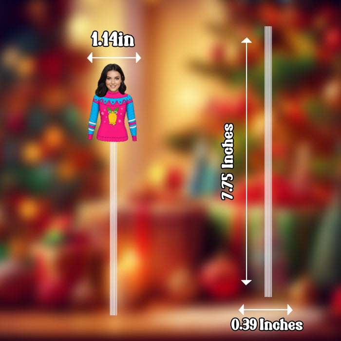 Personalized Ugly Sweater Straws – Custom Christmas Drink Straws with Your Photo