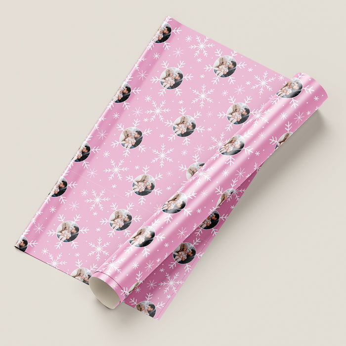 Personalized Snowflake Ornament Face Christmas Wrapping Paper
