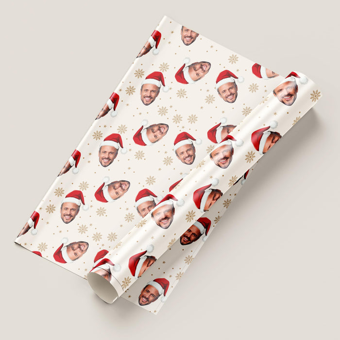 Personalized Santa Hat Face Christmas Wrapping Paper