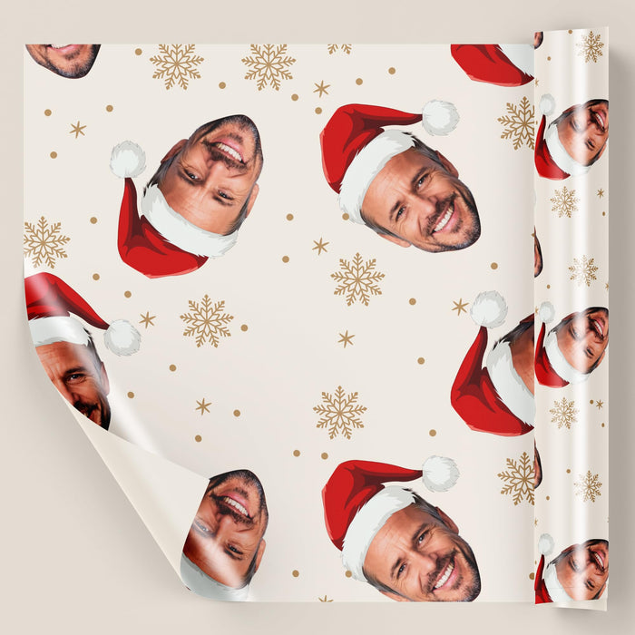 Personalized Santa Hat Face Christmas Wrapping Paper