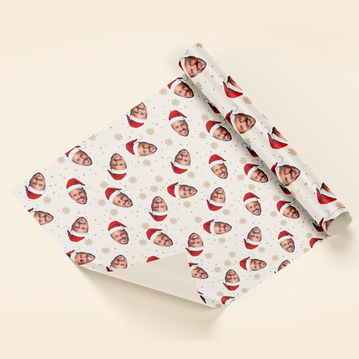 Personalized Santa Hat Face Christmas Wrapping Paper