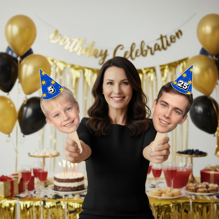 Personalized Birthday Face Stick Then & Now Photo Set