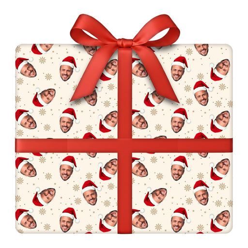 Personalized Santa Hat Face Christmas Wrapping Paper