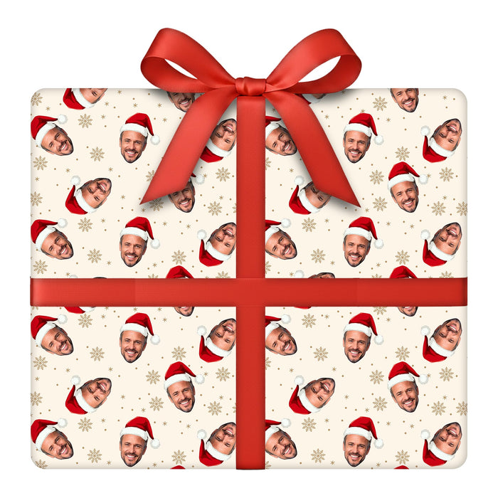 Personalized Santa Hat Face Christmas Wrapping Paper