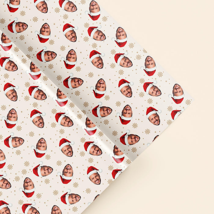 Personalized Santa Hat Face Christmas Wrapping Paper