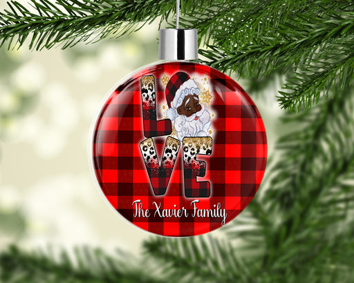 Personalized Black Santa Custom Family Name Ornament