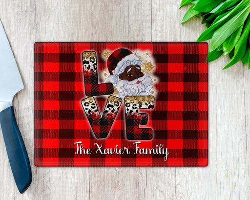 Personalized Black Santa Custom Family Cutting Board