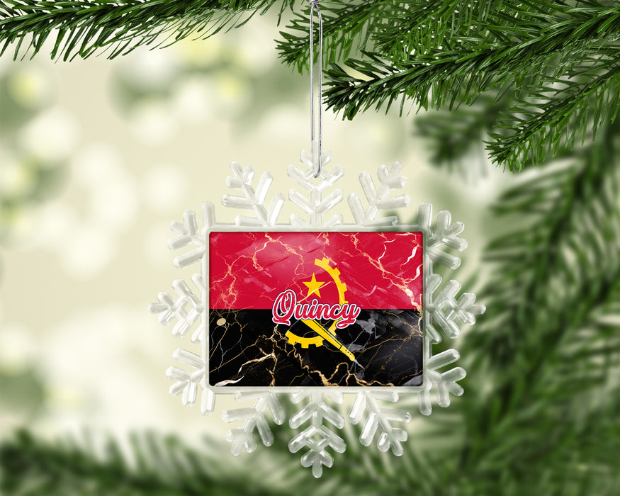 Personalized Christmas Tree Ornament African Country Flag Series - Angola Flag