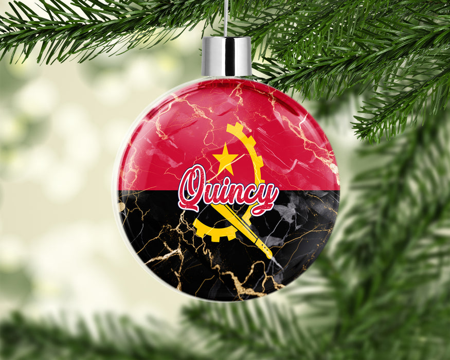 Personalized Christmas Tree Ornament African Country Flag Series - Angola Flag