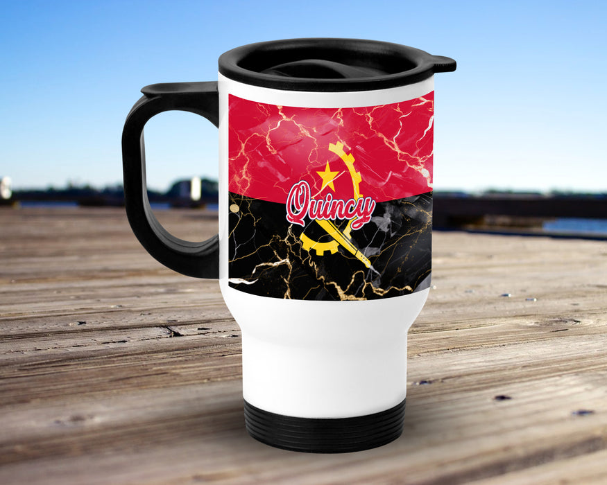 Personalized Insulated Travel Mug 14oz African Country Flag Series - Angola Flag