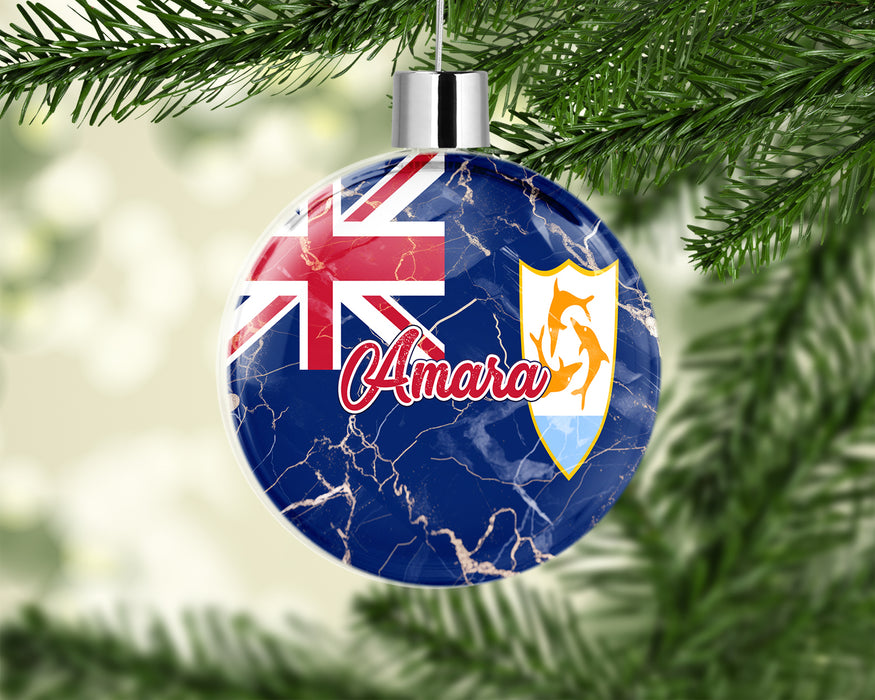 Personalized Christmas Tree Ornament Country Flag Series - Anguilla Flag