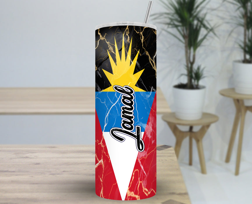 Personalized 30oz Travel Skinny Tumbler Country Flag Series - Antigua and Barbuda Flag