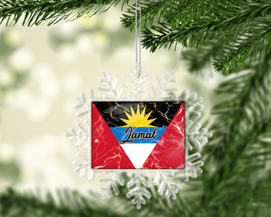 Personalized Christmas Tree Ornament Country Flag Series - Antigua and Barbuda Flag
