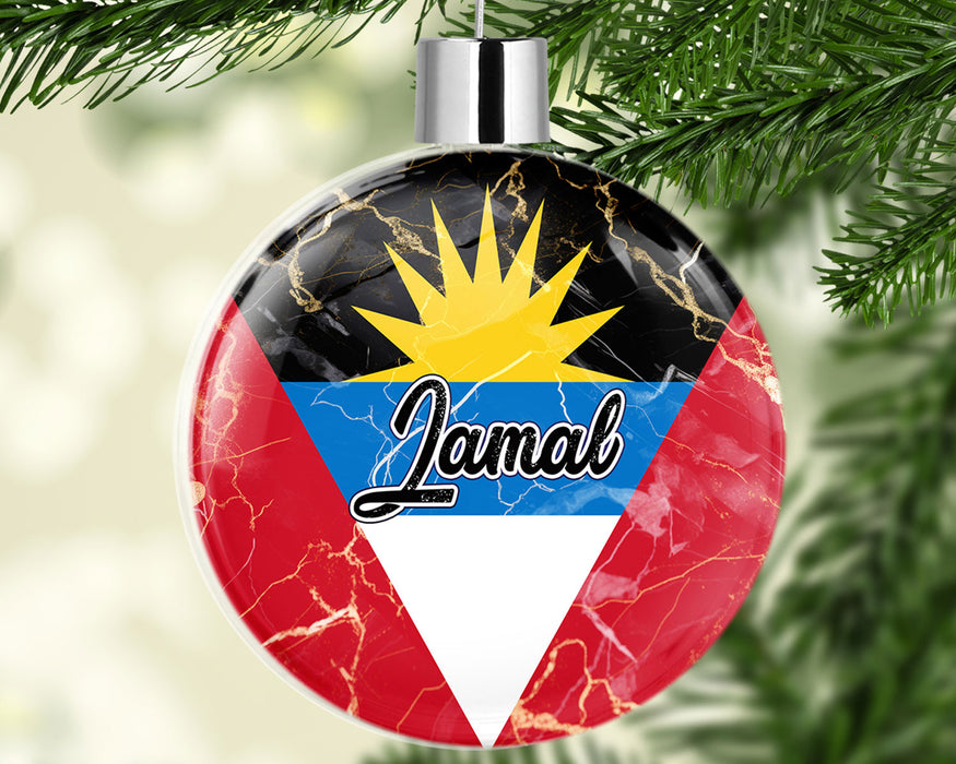 Personalized Christmas Tree Ornament Country Flag Series - Antigua and Barbuda Flag