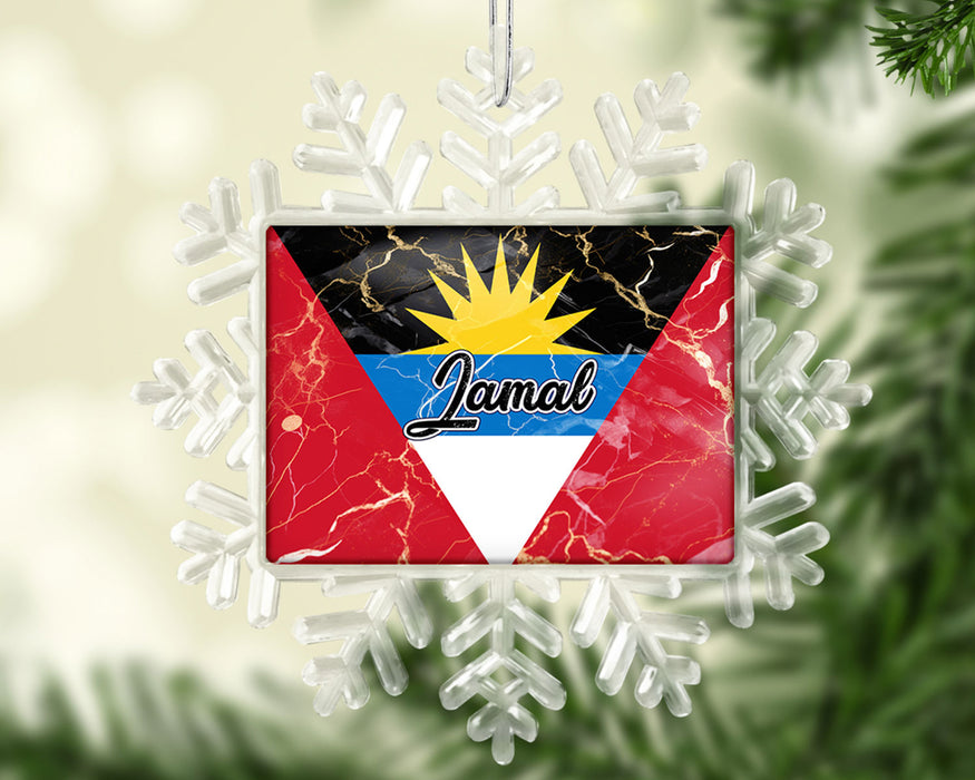 Personalized Christmas Tree Ornament Country Flag Series - Antigua and Barbuda Flag