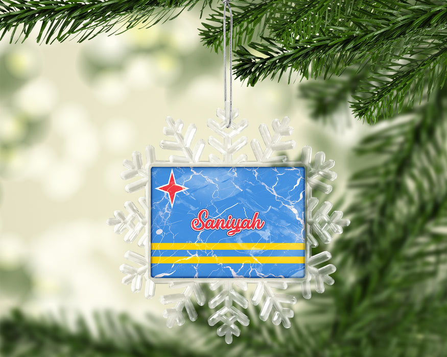 Personalized Christmas Tree Ornament Country Flag Series - Aruba Flag