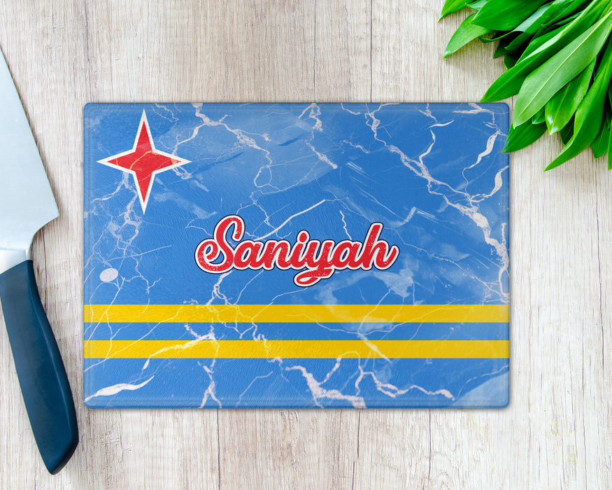 Personalized Cutting Board Country Flag Series - Aruba Flag