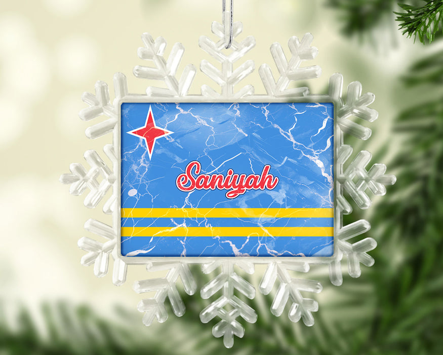 Personalized Christmas Tree Ornament Country Flag Series - Aruba Flag