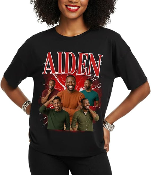 Custom Photo T-Shirt with Name – Personalized Bootleg Lightning Graphic