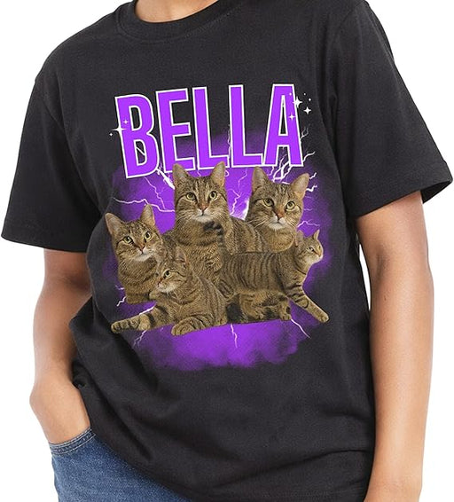 Custom Pet Photo T-Shirt with Name – Personalized Bootleg Lightning Design