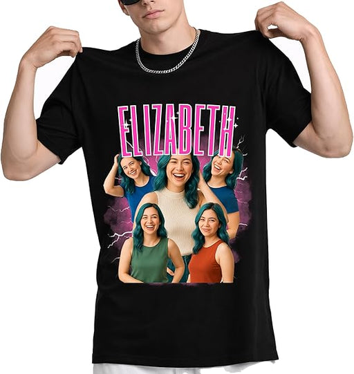 Personalized Photo T-Shirt with Name – Retro Bootleg Lightning Design