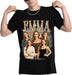 Person wearing a black t-shirt with a graphic of five women and the name 'EMMA'.